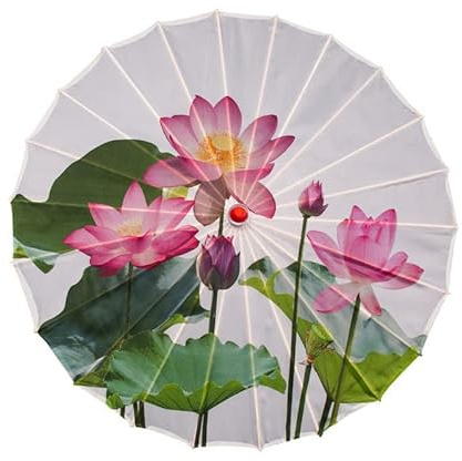 Vocttaiy Parasol Chinese Style Classical Oil Paper Umbrella Rainproof Umbrella, Parasol Pendent Floral Mulitcolor Paper and Bamboo Painted Paper Parasol (A)