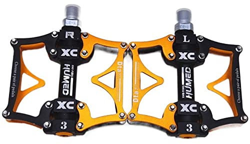 Pedale Fahrrad Mountainbikebrad -Pedale radeln ultraleichte Aluminiumlegierung 3 Lager MTB Pedale Fahrradpedale flach Fahrradpedale (Color : Gold)
