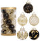 Sarah Duke 25 Stück 6 cm Weihnachtskugeln Kunststoff Christbaumkugeln Weiß Baumschmuck Weihnachtsbaum Hängende Dekor für Weihnachten Hochzeit Party (Schwarz+Gold)