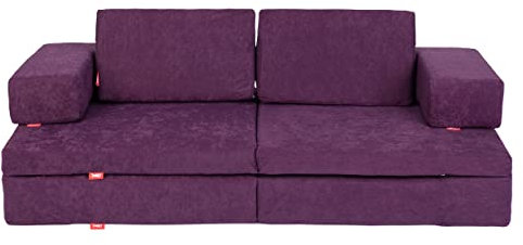 Zonky Spielsofa | Kindersofa aus Schaumstoff Bausteine - Spielsofa für Kinder & Kuschelecke im Kinderzimmer - Kinder Sofa mit abnehmbaren Bezügen - kindercouch Modulares zum Spielen (Pflaume Lila)