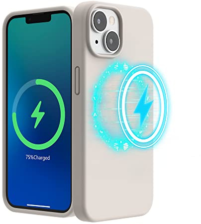 SURPHY Magnetic Case Designed for iPhone 13 mini Case (5.4 inch 2021 Release), with Microfiber Lining Liquid Silicone Phone Case for iPhone 13 mini (Stone)