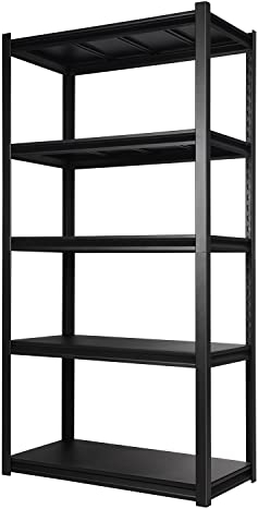DeHong Schwerlastregal Schwere Rack Garage Lagerregal 160x82x42cm Full Alloy Steel 5 Fächer Fachlast 750kg Kellerregal, Werkstatt, Abstellraum, Garage