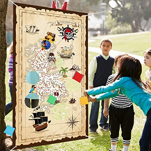 Yunchu Online Jeu de Lancer de Pirate pour Carnaval, Jeux de Clown, Cirque - Bannière avec 4 Poches de Haricots - Décoratif pour Jeux de Prix