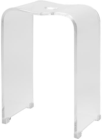 bremermann Badhocker, Duschhocker Acryl, ca. 33 x 27,5 x 48 cm (B/T/H), mit Griffmulde, ergonomisch geformt, belastbar maximal 130 kg (Transparent)