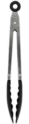 Fackelmann Initial Serving Tongs, Scalloped Plastic Head with Stainless Steel Locking Handle, Kitchen Tongs for Air Fryer, Non-Stick Anti-Scratch Pasta & Salad Tool, for BBQ Serving & Frying, 27.5cm