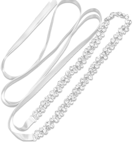 DYOUen Hochzeit Weihnachten Strasssteine Gürtel Brautgürtel Handgefertigter Strass Glitzer Kristall Braut Schärpe für Ballkleid Abendkleider Braut Team Bride