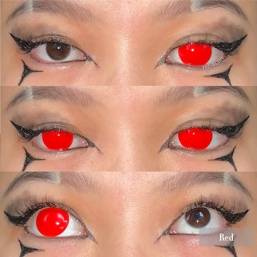 Freshlady rote Halloween Linsen | Red |sehr deckende farbige Kontaktlinsen - Fashing, Verkleidung, Karneval/ohne Stärke…