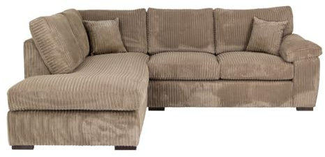 Sofa Selection Jumbo Cord Elegant L Shape 4-Seater Left-Facing Corner Sofa Set, Your Comfort Haven in the Living Room, Our Stunning Jumbo Cord Sofa Collection (Left Hand Facing, Beige)