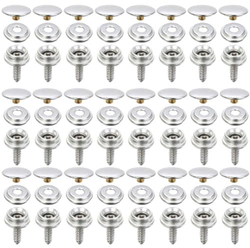 Druckknöpfe zum Schrauben,Druckknöpfe 15mm Silber,Druckknöpfe zum Anschrauben,Persenning Knöpfe Edelstahl,Druckknopf Schraubbar für Schiffe, Segeltuch, Autozelte, Leder,25 Stück