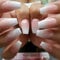 Faux Ongles Court MouyouGlow,Ballerine Babyboomer Dégradé Blanc Paillettes Press on Nails avec Colle à Ongles,Nude Rose Gradient White Fake Nails