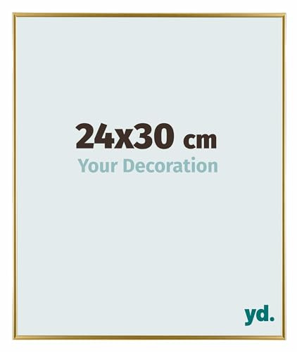 Your Decoration - Bilderrahmen 24x30 cm - Gold - Bilderrahmen aus Kunststoff mit Acrylglas - Antireflex - 24x30 Rahmen - Evry