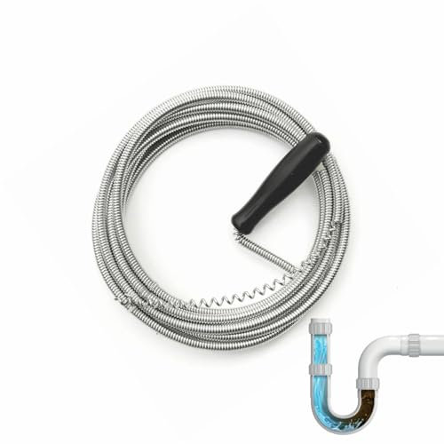 Drain Unblocker Wire Rod 2.8 meter 9.18feet Flexible Spring cleaner Snake Heavy Duty Waste Pipe Hair Removal Dirt Cleaning Tool Clog Remover for Home Kitchen Wash Tub Sink Shower Basins (2.8M)