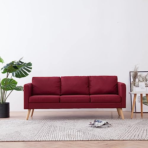BUKSCYJS Sofas,Gartensofas,Schlafsofas,Gartenmöbel,3-Sitzer-Sofa Stoff Weinrot für Hinterhöfe, Terrassen, Pools, Balkone, Veranden oder Gärten