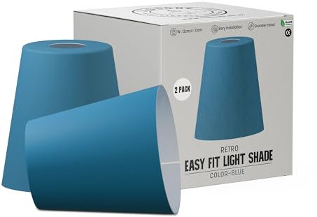 LEDSone Industrielle Decken-Pendelleuchtenschirme, Lampenschirme im Retro-Vintage-Stil zum Aufhängen von Deckenleuchten (Blau 2er-Pack)