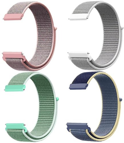 JSTHHTT 4 Pack Nylon Bracelets de Montre 22mm, Réglable à Libération Rapide pour Femme et Homme, Bracelet Connecté pour Montre
