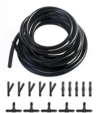 Flaconi 10FT Car Windshield Washer Fluid Hose Kit,Windshield Washer kit,Windshield Jet Spray Wiper Hose Replacement with 12 PCS Hose Connectors,Suitable for Most Car Windshield Fluid Tubing