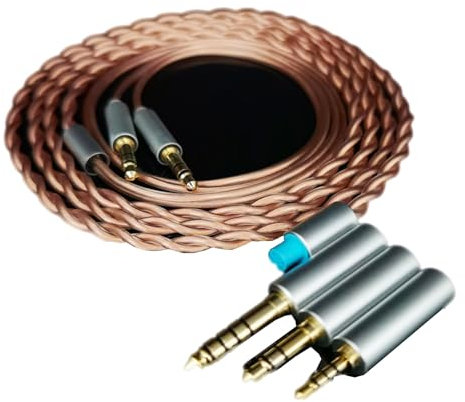 Yaowanguan Balanceado Cable con 4.4mm,2.5mm,3.5mm Adaptador para HIFIMAN HE400/HE400I/Sundara/Ananda/HE1000se/HE6se,Doble 3.5mm 3 in 1 6N Cobre Actualizar Recambio Cable(Copper)