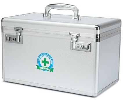 Medication Lock Box, Lockable Medicine Storage with Combination, Security Lock Box for Home and Outdoor (Silver, X-Large)
