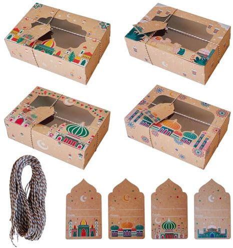 Lpitoy 20 Pièces Boîtes À Faveur De Fête du Ramadan Eid Mubarak Boîte À Friandises Cadeaux De Fête Boîte À Bonbons pour Fournitures De Décoration De Fête De L'aïd Snack Sucre