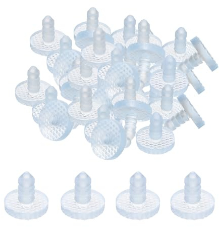 QUARKZMAN 30 Stück Glasplatten-Puffer mit Stiel, 22,4 mm/0,88 Möbel Glasplatten-Antirutsch-Pads Transparente Gummigriffe Tischabstandhalter für 7,3 mm/0,29 Loch Tischmöbel Schrank