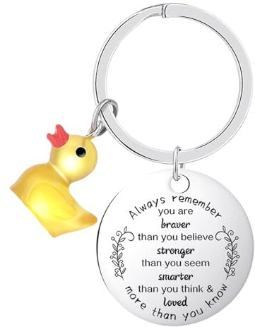 Onperpoe Niedlicher Schlüsselanhänger Ente Inspirierender Geschenk Glück Geschenk Glücksbringer Schlüsselanhänger Personalisiert Ermutigende Geschenke für Freunde Familie und Kollegen