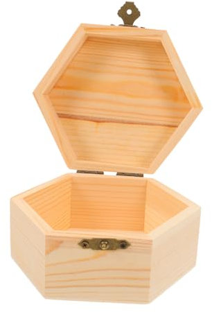 LIFKOME Joyero De Madera Pequeña Cajita Hexagonal Para Almacenar Joyas y Recuerdos