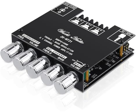 Bluetooth Hifi-Verstärker ZK-MT21 2.1 Kanäle Mini Stereo-Audioverstärker 50W x 2 +100W Class D Digitale Power Ampfilier-Empfänger mit BT AUX-Eingang, DC 12-24V für Passiv-Lautsprecher