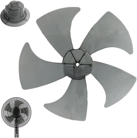 Fan Blade Repalcement 14 Inch Fan Blades with Five Plastic Leaves & Nut Cover Low Noise Standing Blades for Household Standing Pedestal, Oscillating, Table Replacement