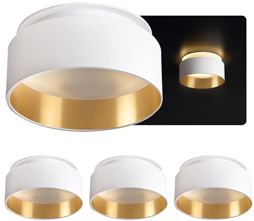 SSC-LUXon 4 Stück Sudara Decken Einbauspot indirektes Licht - Spot Design Strahler Gold weiß Einbauleuchte Deckenlampe für GU10 / Modul
