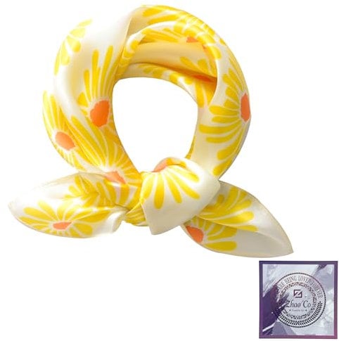 ZhaoCo 100% Natürliche Maulbeerseide Schal, 53x53cm Seidentuch Grafikdruck Klein Weich Quadratisch Seidenschal für Damen (SS53-015A)