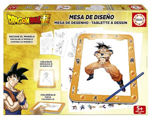 Educa - Mesa de Diseño Dragon Ball | Tableta Dibujo Luminosa para Niños | Más de 25 Plantillas Dragon Ball Z | Mesa Creativa con Luz LED | Juego Educativo para Niños a Partir de 5 Años (20439)