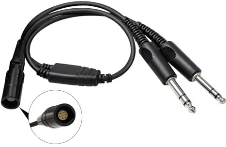 Aviation Headset to General Aircraft (GA) Adapter 6-Pin Lemo to GA Dual Plug Headphone Adapter for Bose A20 A30