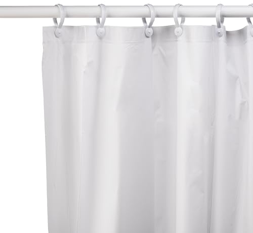 Croydex Waterproof Shower Curtain Plain White Machine Washable PEVA