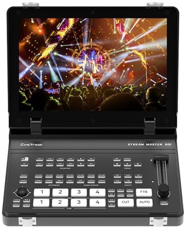 Cinetreak Stream Master SDI 10 Live Switcher, 4K 4xSDI/HDMI Inputs, Wireless PTZ Control, Dual RTMP/NDI Video Mixer with Multi-Format Recording
