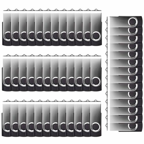 USB Sticks 512MB-128GB Stick-Set Speicherstick USB 2.0-3.0 Pen Drives 360° Drehbar Metall Design (50 Stück – Schwarz/Silberplatte, 8 GB 3.0)
