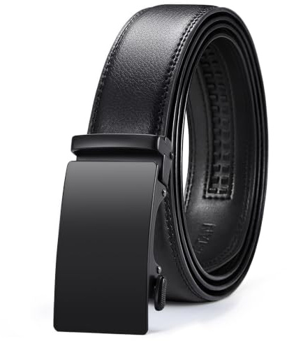 VATAN Ceinture Homme Cuir Boucle Automatique Ceintures 35mm | Trim à Fit, CoulissementLisse, Sans Trous, Costumes Formels, Ceinture de Jeans Décontractée, Boîte Cadeau