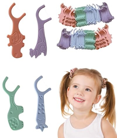 Ceeyoll Confezione Da 80, Filo Interdentale Bambino, Resistente All'usura, Archetti Filo Interdentale, Inodore, Infrangibile, Adatto Per Spazi Stretti Tra I Denti, Con Impugnatura Adatta ai Bambini