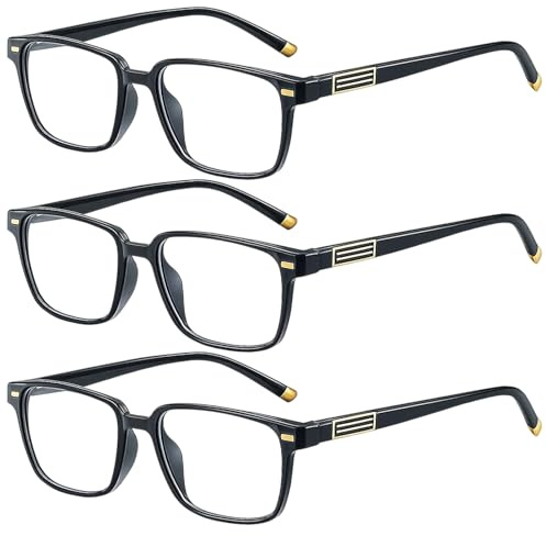 JazRvr 3 Stück Lesebrille Herren, Lesebrillen mit 1,5 Dioptrien, Lesebrille 1,5+ für Bücher und elektronische Geräte, Gleitsichtbrille Herren für Lesen, Reisen und Arbeit