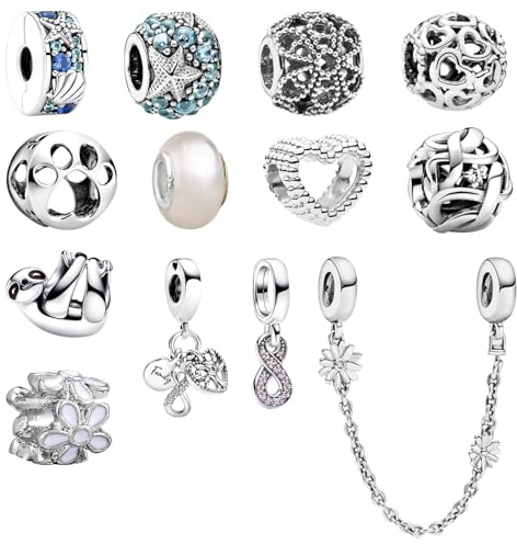MLPKOI 14PCS Charms, Glitzernde Pfote, Charms für Armbänder für Frauen, für Armbänder, Perfektes Schmuckgeschenk für Frauen, Sommer-Charm, Ideal für Weihnachten, Muttertag, Geburtstagsfeiern