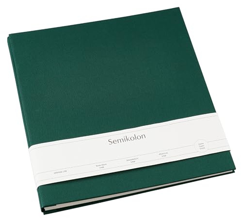 Semikolon 600036 Schraubalbum Large 28 x 31 cm - mit 20 cremeweißen Seiten, erweiterbar - forest grün