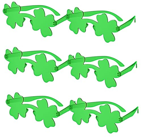Xiqunw 6 Paar St. Patrick's Day Sonnenbrillen, Grüne Randlose Kleeblattbrille, Irische Lucky Kleeblattbrille, für Partygeschenke Foto Requisiten St. Patrick's Day Karneval Deko