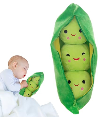 Peluche de Guisante – Cojín Relleno de muñeca de Guisante | P-EA Pod Peluche de Peluche P-EA, de Peluche de Plantas de Dibujos Animados – Muñeca Suave y cómoda con expresión Facial para