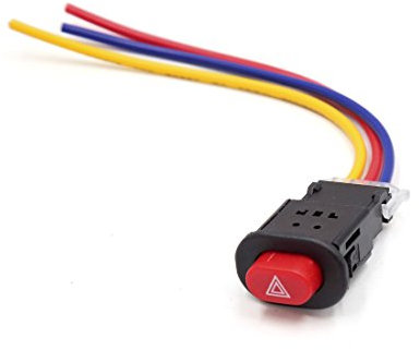 sourcing map Roller Motorrad 3 verdrahtet rot drücken Knopf Doppel Blitz Warnschalter 12V 24V DE de