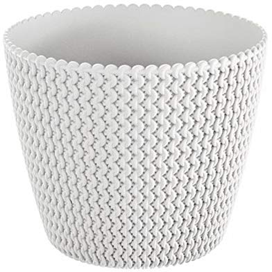 Runder Pot 5L Prosperplast Splofy aus weißer Kunststofffarbe, Ø21,8 x 18,4 cm