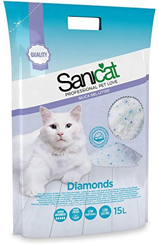 Sanicat Silizium Katzentoilette Diamonds ohne Duft, 15 x 2 Stück