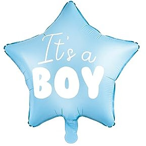 Folienballon Stern I'ts a boy 48 cm x 1 Stück Luftballons für Babyparty hellblau zur Geburt Junge