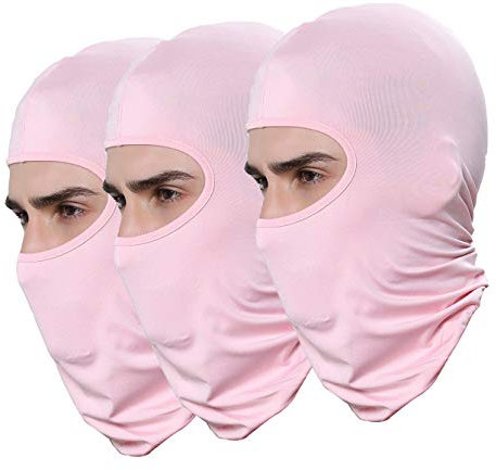 Confezione da 3 maschere da sci, bandana, cappello per esterni, softair e moto, passamontagna, rosa, 40 x 25 cm