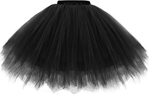 Gardenwed Tutu Damen tüllrock Damen tütü Petticoat Unterrock Karneval kostüm tüllrock schwarz Damen Tutu schwarz Black-XL