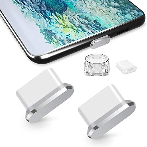 TITACUTE USB Typ C Staubschutz 2 Pack für iPhone 15, USB C Staubschutz Stöpsel SchutzkappeStaubschutz Typ C Staubstecker für Samsung Glaxy S24 A53 A33 S22 Ultra S21 S20 S23 FE Pixel 8 7 6a Silber