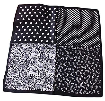 UK_Stone Herren Paisley Muster Bandana Halstuch 100% Seide Krawatte Anzug Taschenhandtuch Multifunktionstuch 50 * 50cm (Z_Pattern #4 Schwarz)